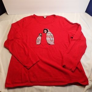 Talbots factory penguin holiday sweater XL w/bling